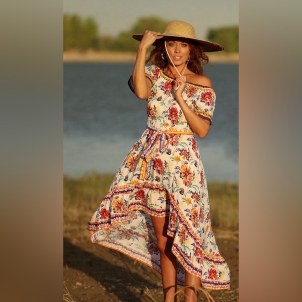 New Flying Tomato Off Shoulder Floral Dress High Low Size Large
